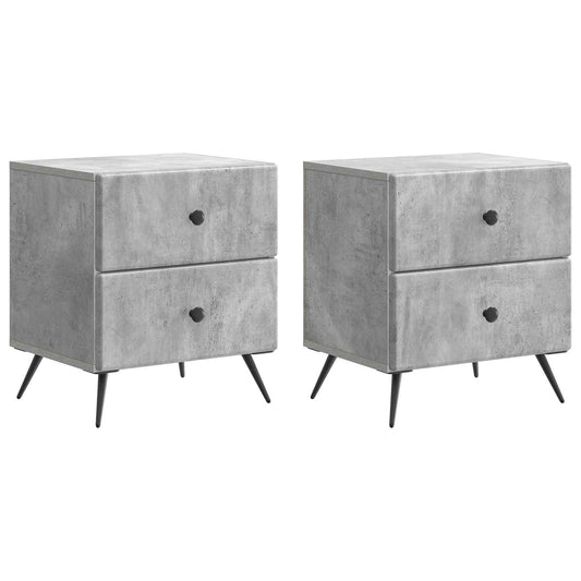 Noční Skříňka 2 Pcs Betonově Šedá 43 X 34,5 X 47,5 Cm