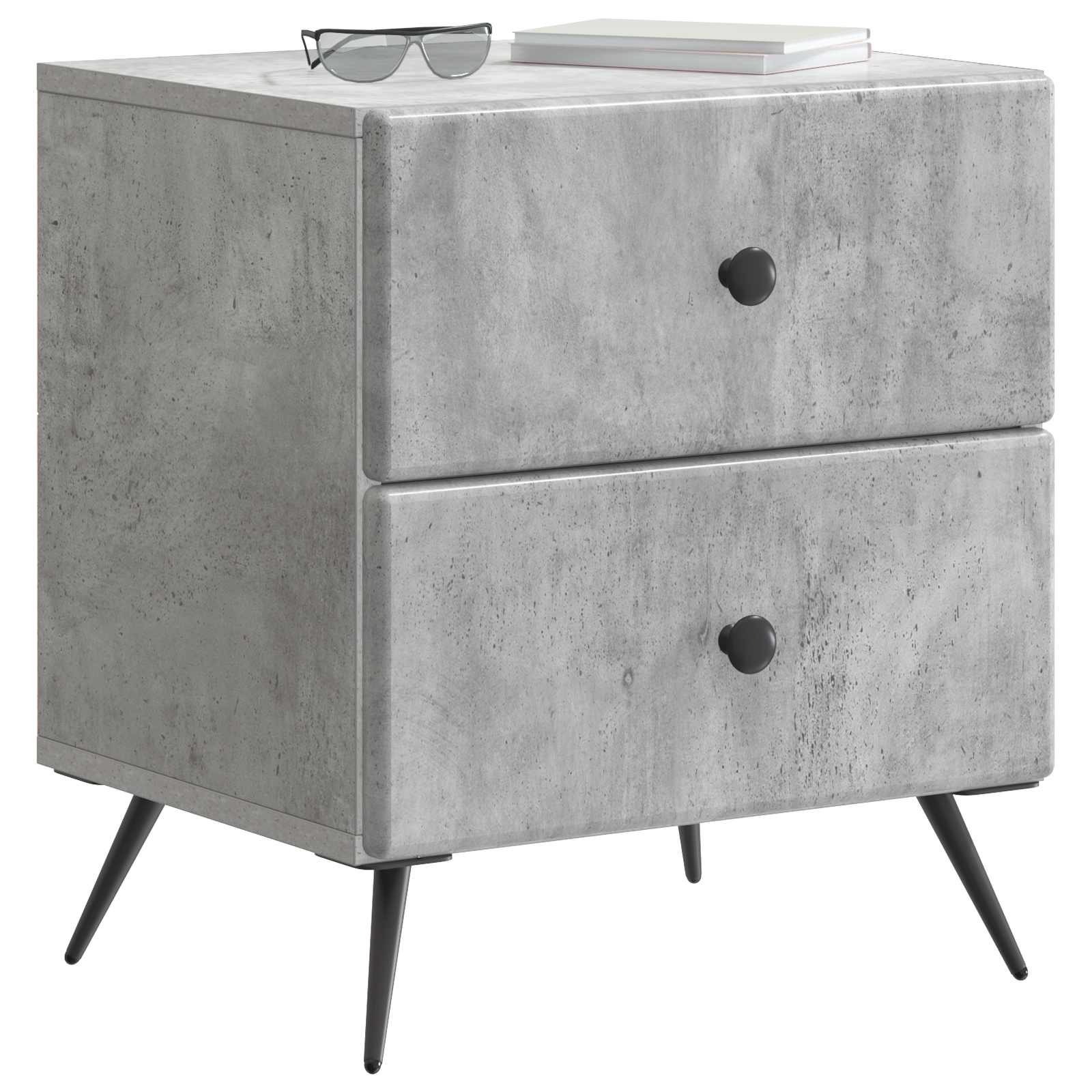 Noční Skříňka 2 Pcs Betonově Šedá 43 X 34,5 X 47,5 Cm