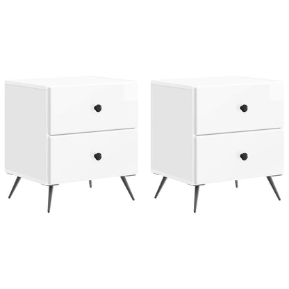 Noční Skříňka 2 Pcs Bílá S Vysokým Leskem 43 X 34,5 X 47,5 Cm