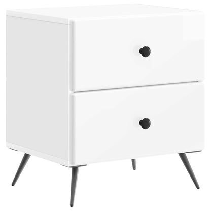 Noční Skříňka 2 Pcs Bílá S Vysokým Leskem 43 X 34,5 X 47,5 Cm