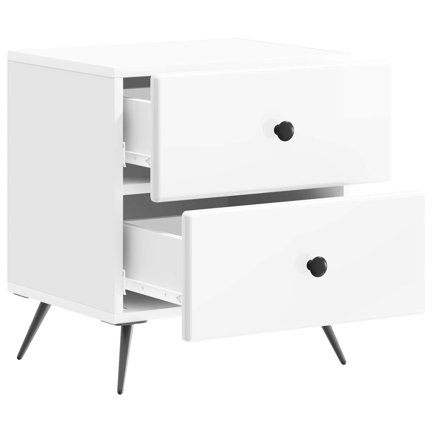 Noční Skříňka 2 Pcs Bílá S Vysokým Leskem 43 X 34,5 X 47,5 Cm
