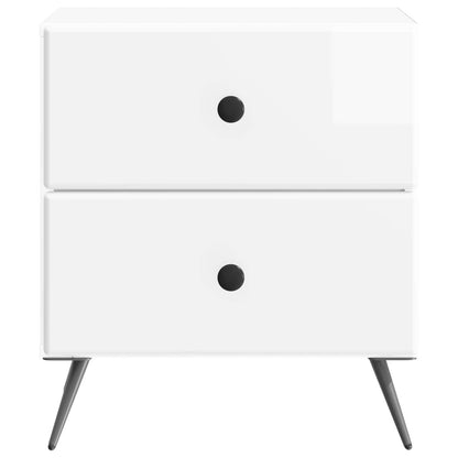 Noční Skříňka 2 Pcs Bílá S Vysokým Leskem 43 X 34,5 X 47,5 Cm