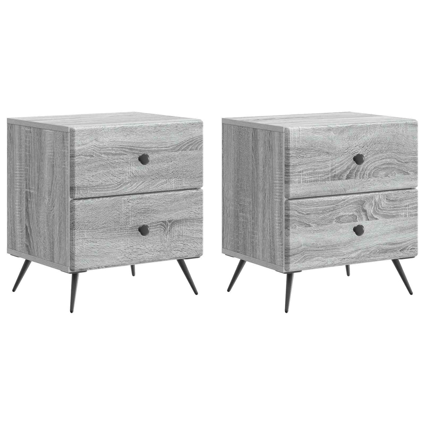Noční Skříňka Se Zásuvkou 2 Pcs Šedá Sonoma 43 X 34,5 X 47,5 Cm