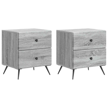 Noční Skříňka Se Zásuvkou 2 Pcs Šedá Sonoma 43 X 34,5 X 47,5 Cm