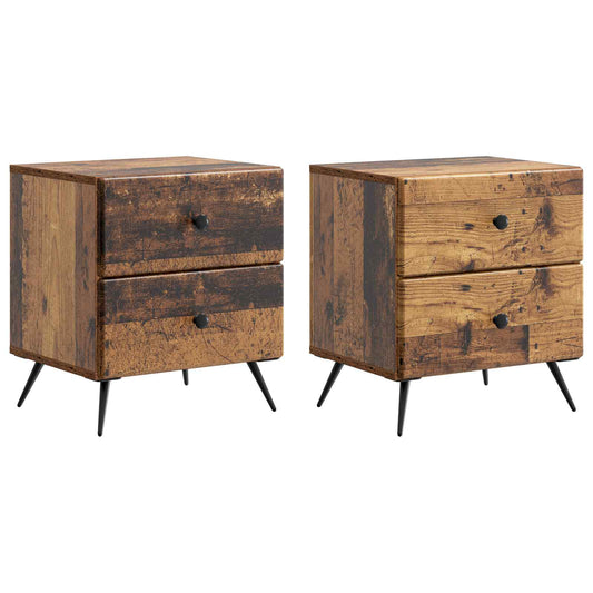 Noční Skříňka Se Zásuvkou 2 Pcs Staré Dřevo 43 X 34,5 X 47,5 Cm