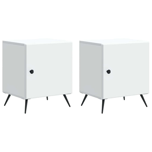 Noční Skříňka 2 Pcs Bílá 43 X 34,5 X 50 Cm Kompozitní Dřevo