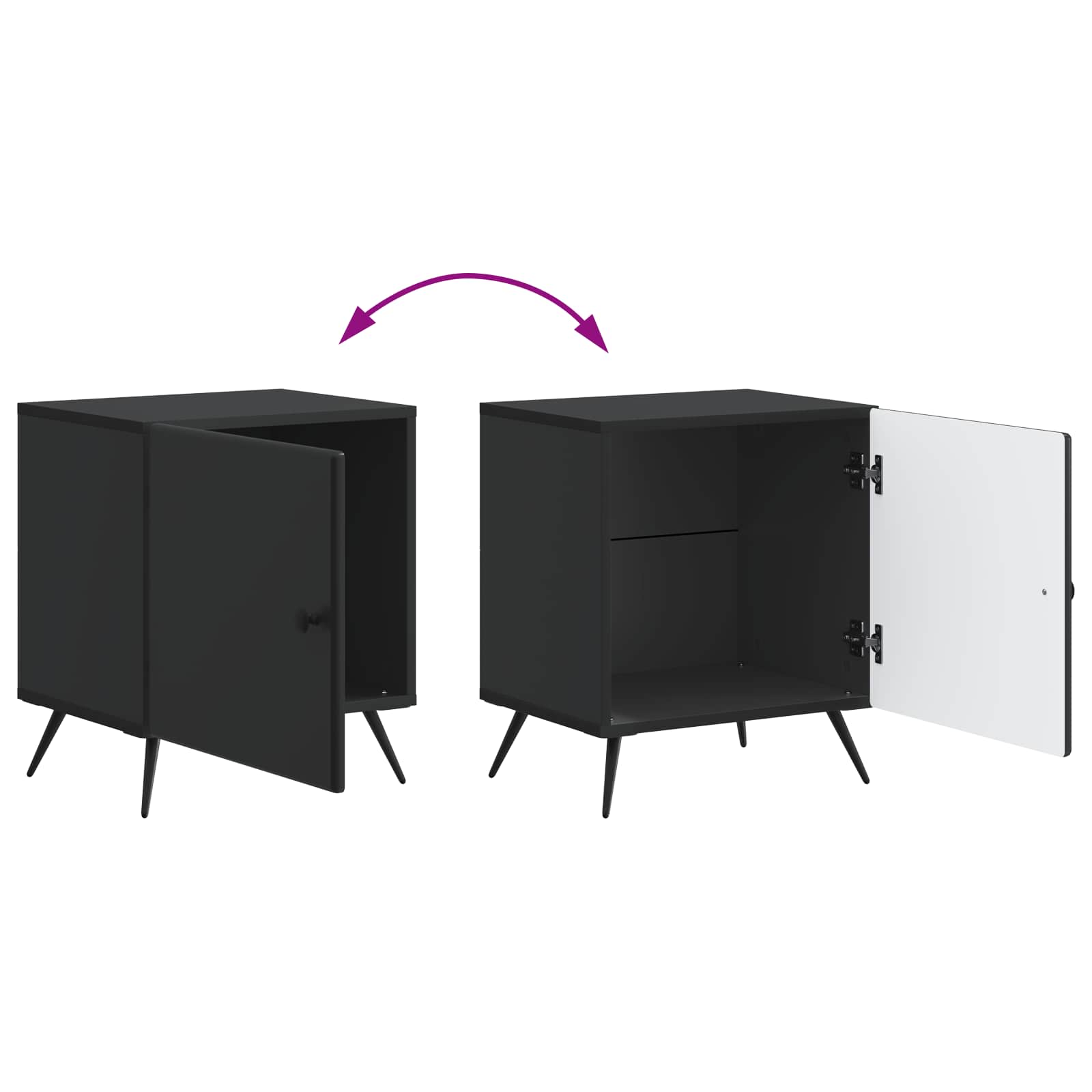 Noční Skříňka 2 Pcs Černá 43 X 34,5 X 50 Cm Kompozitní Dřevo