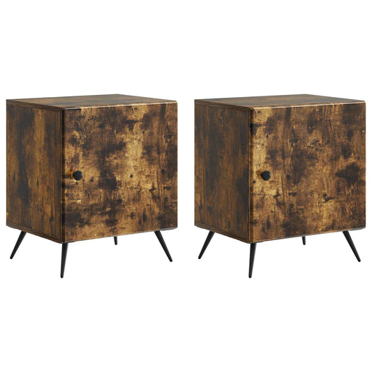 Noční Skříňka 2 Pcs Kouřový Dub 43 X 34,5 X 50 Cm