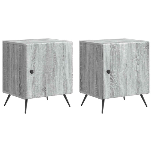 Noční Skříňka 2 Pcs Šedá Sonoma 43 X 34,5 X 50 Cm