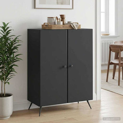 Servírovací Skříň Černá 66 X 34,5 X 90 Cm Kompozitní Dřevo