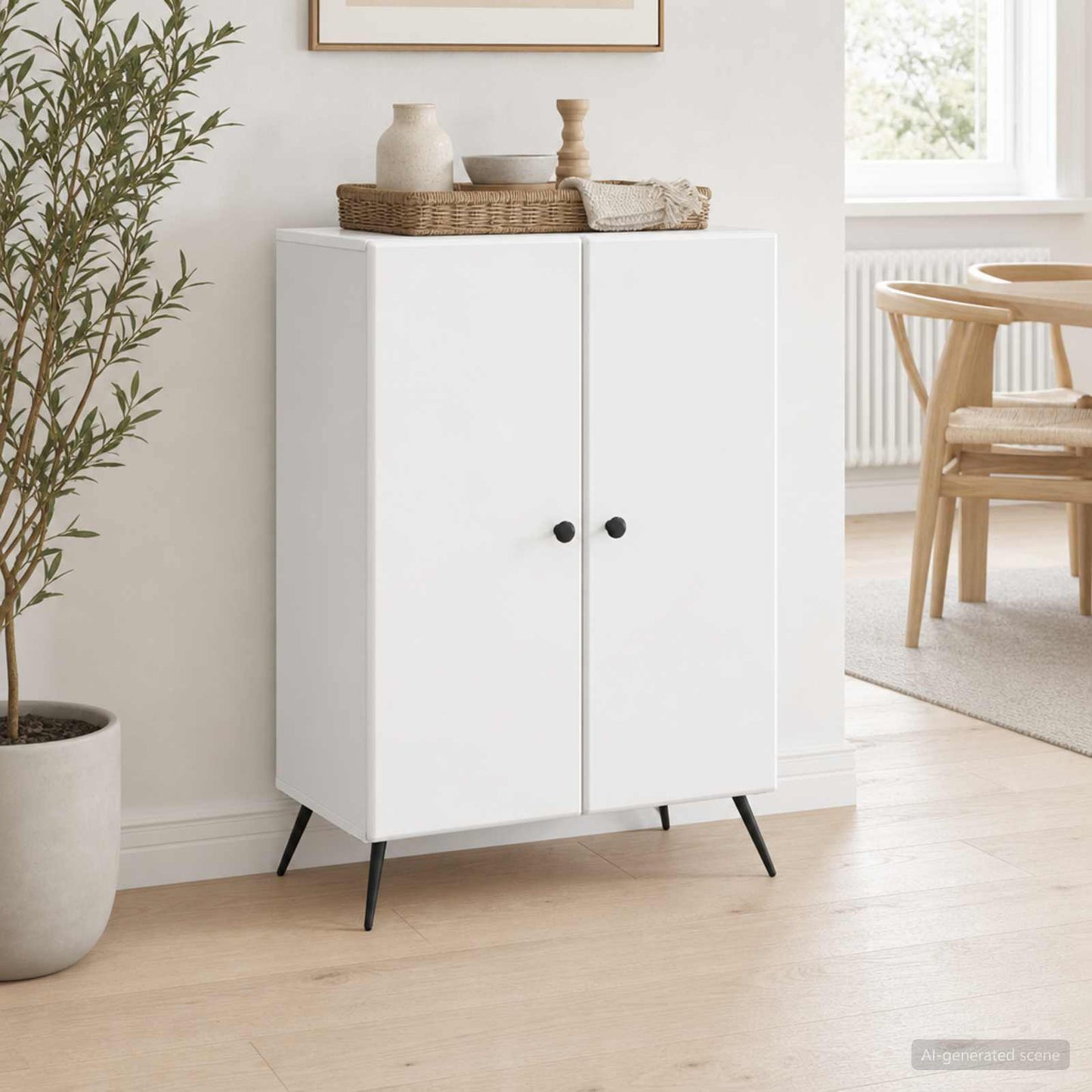 Servírovací Skříň Bílá S Vysokým Leskem 66 X 34,5 X 90 Cm