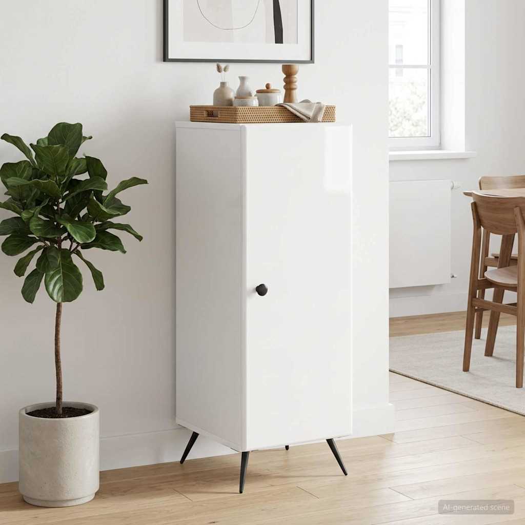 Servírovací Skříň Bílá S Vysokým Leskem 33 X 34,5 X 90 Cm