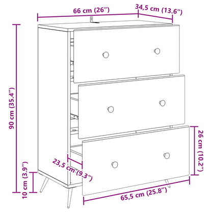 Skříň Se Zásuvkami Bílá 66 X 34,5 X 90 Cm Kompozitní Dřevo