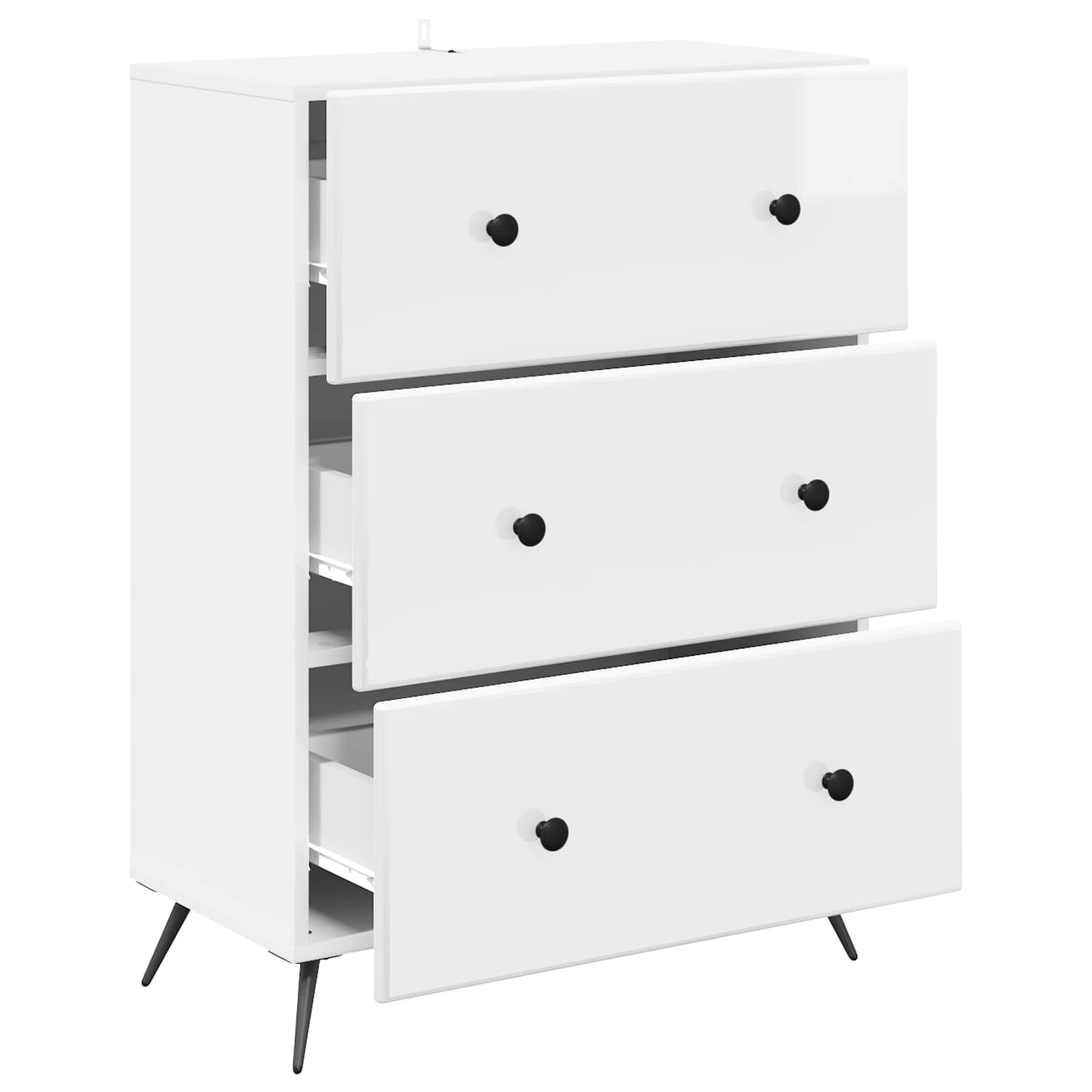 Skříň Se Zásuvkami Bílá S Vysokým Leskem 66 X 34,5 X 90 Cm