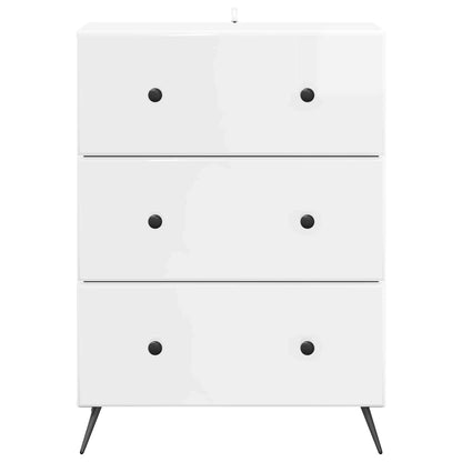 Skříň Se Zásuvkami Bílá S Vysokým Leskem 66 X 34,5 X 90 Cm