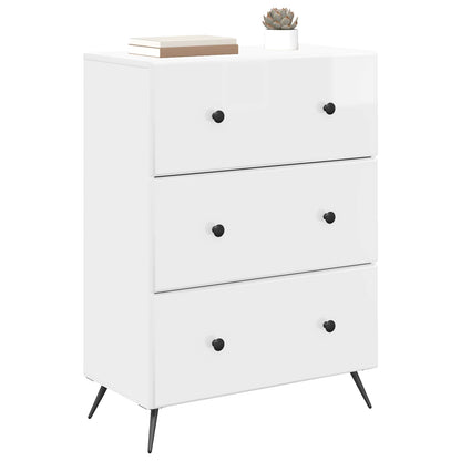 Skříň Se Zásuvkami Bílá S Vysokým Leskem 66 X 34,5 X 90 Cm