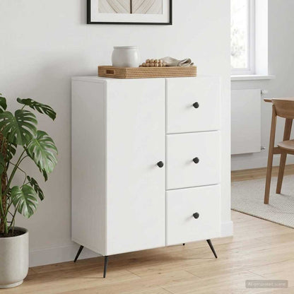 Servírovací Skříň Bílá 66 X 34,5 X 90 Cm Kompozitní Dřevo
