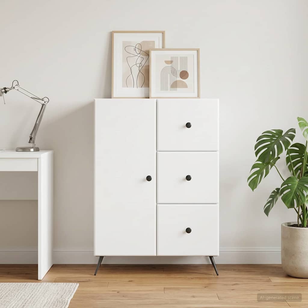 Servírovací Skříň Bílá 66 X 34,5 X 90 Cm Kompozitní Dřevo