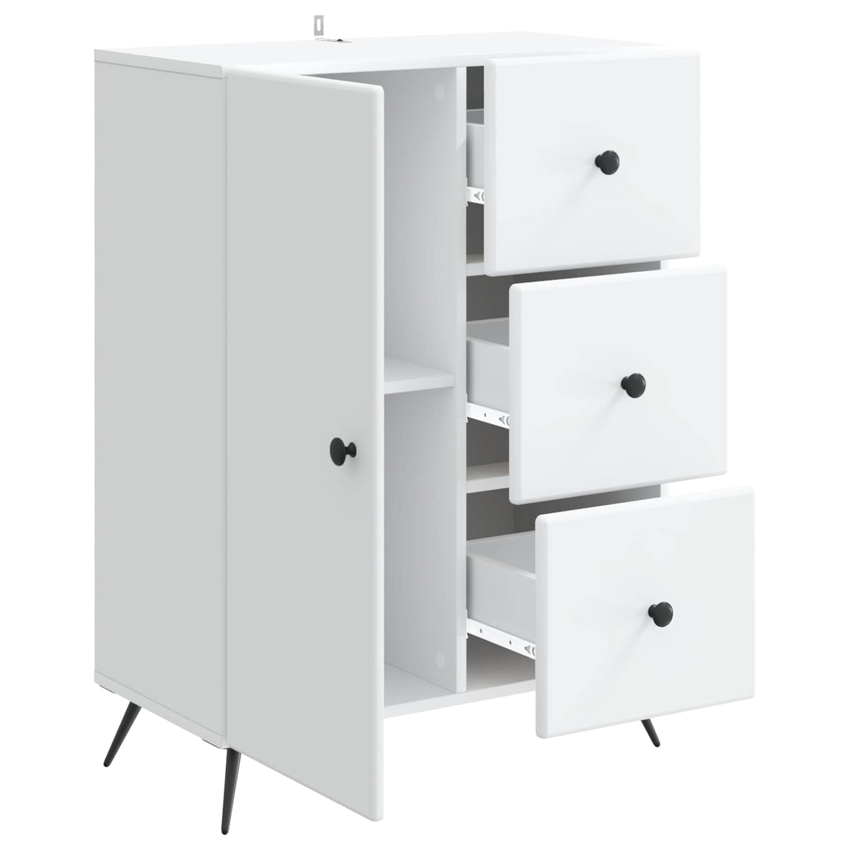 Servírovací Skříň Bílá 66 X 34,5 X 90 Cm Kompozitní Dřevo
