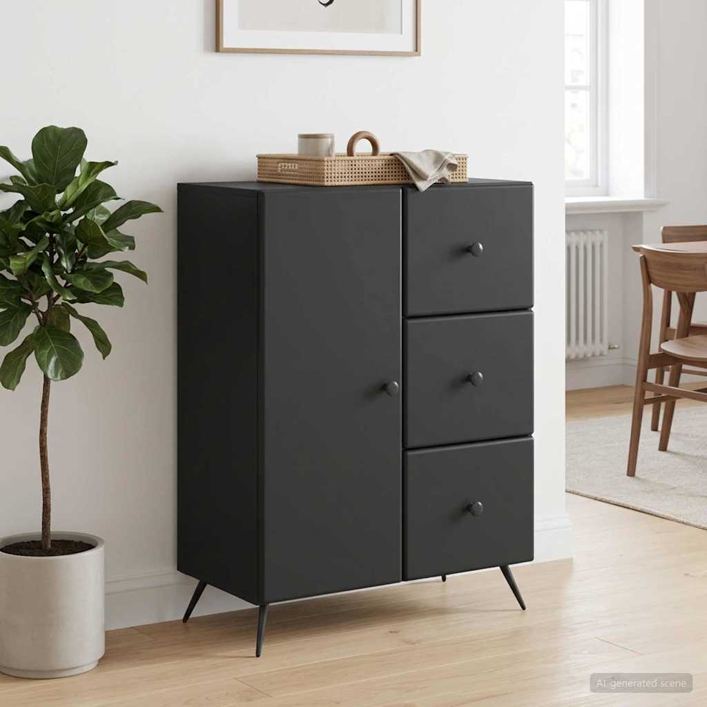 Servírovací Skříň Černá 66 X 34,5 X 90 Cm Kompozitní Dřevo