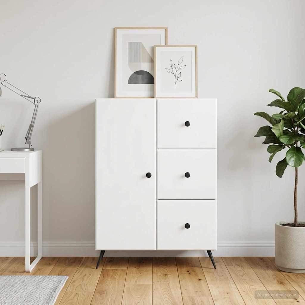 Servírovací Skříň Bílá S Vysokým Leskem 66 X 34,5 X 90 Cm
