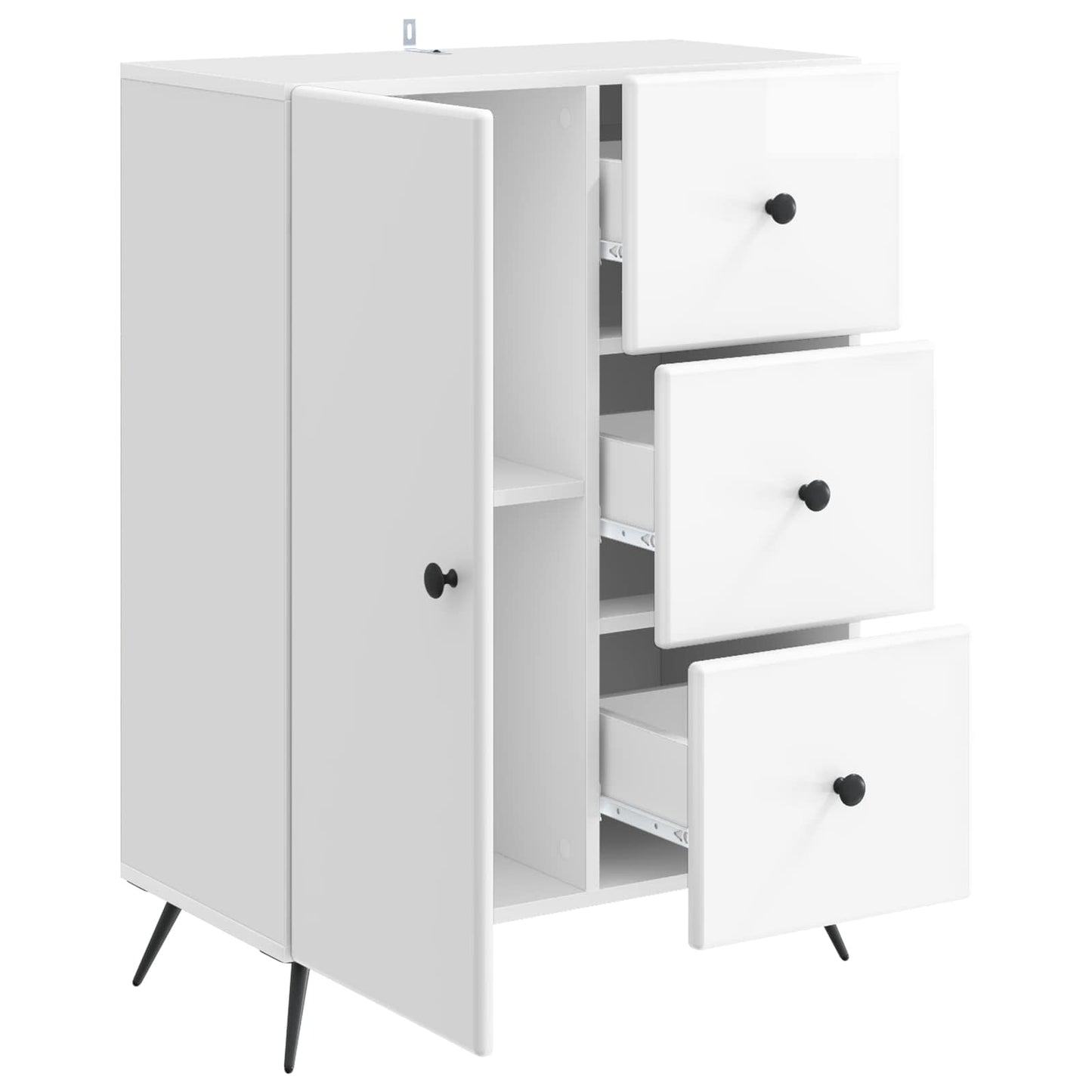 Servírovací Skříň Bílá S Vysokým Leskem 66 X 34,5 X 90 Cm