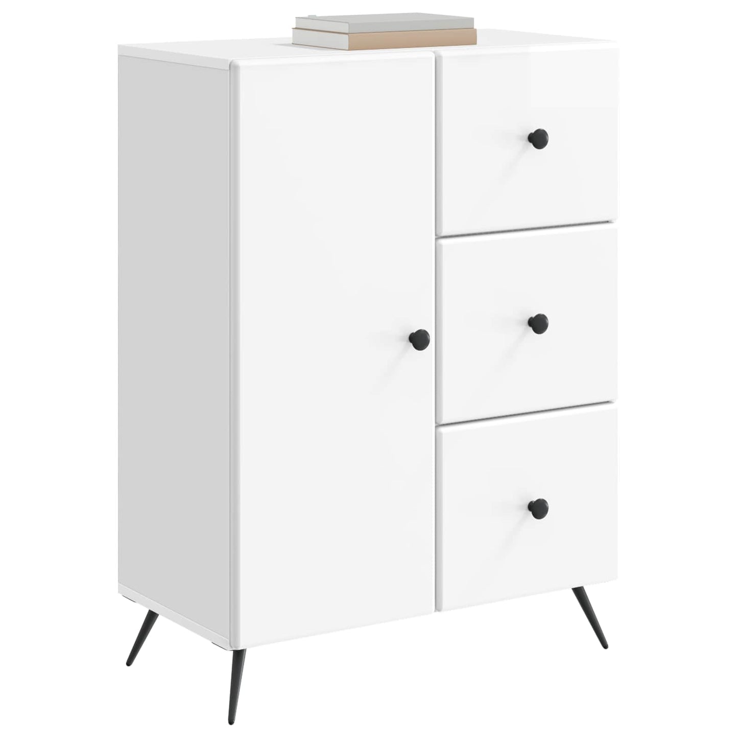 Servírovací Skříň Bílá S Vysokým Leskem 66 X 34,5 X 90 Cm