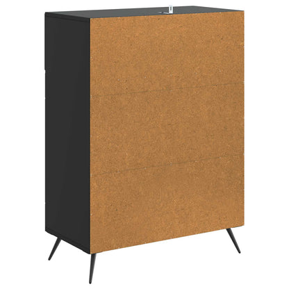 Servírovací Skříň Černá 66 X 34,5 X 90 Cm Kompozitní Dřevo