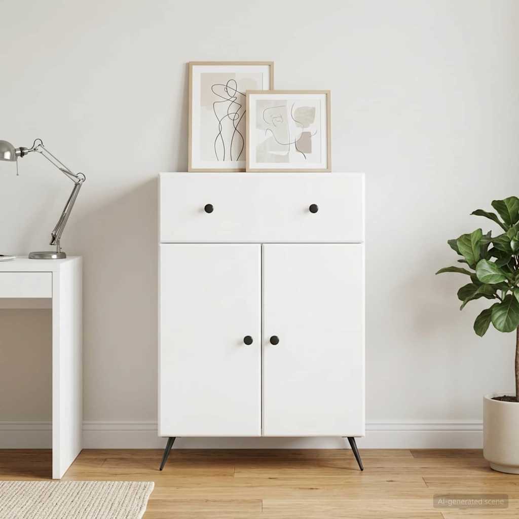 Servírovací Skříň Bílá S Vysokým Leskem 66 X 34,5 X 90 Cm