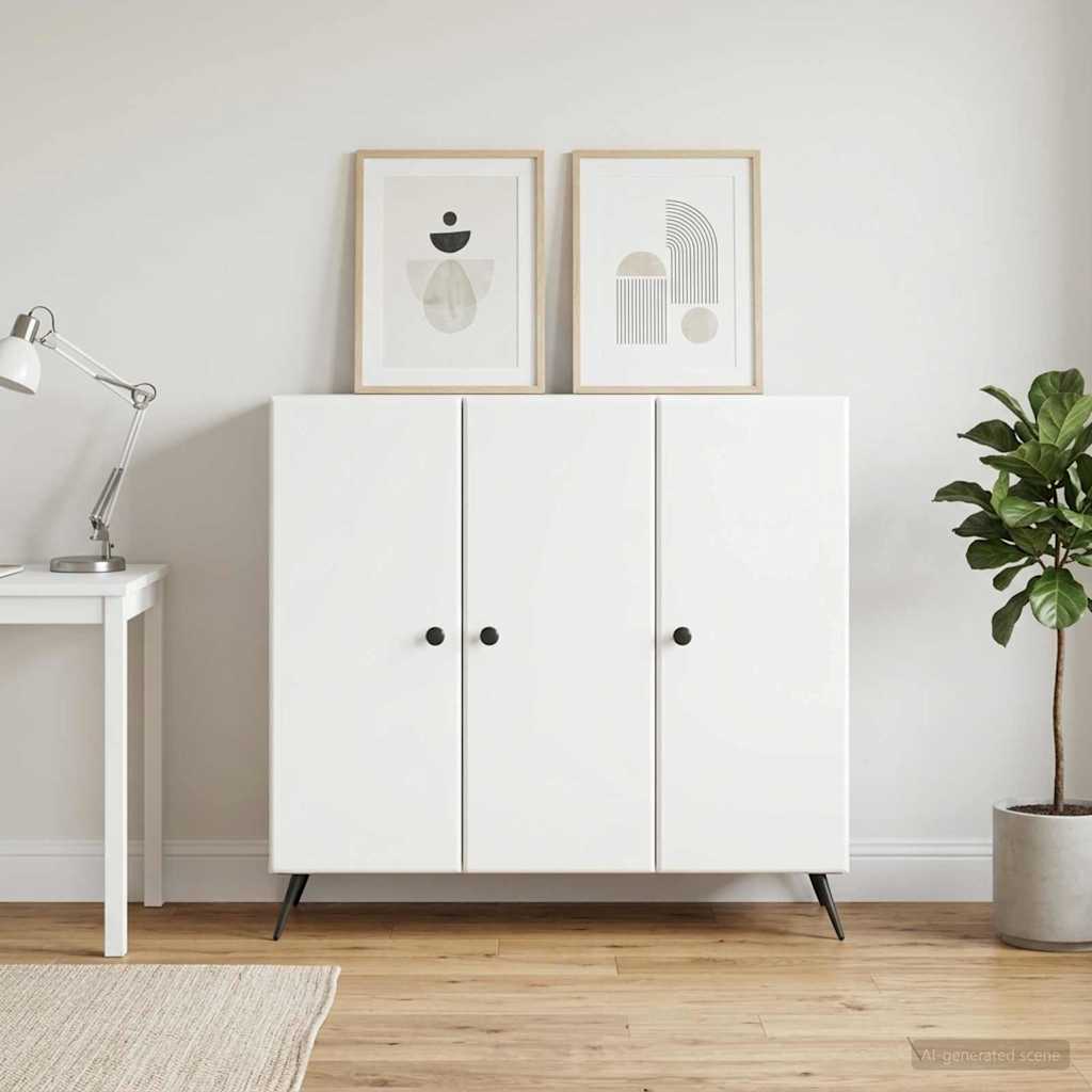 Servírovací Skříň Bílá 89 X 34,5 X 80 Cm Kompozitní Dřevo