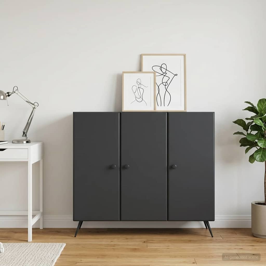 Servírovací Skříň Černá 89 X 34,5 X 80 Cm Kompozitní Dřevo