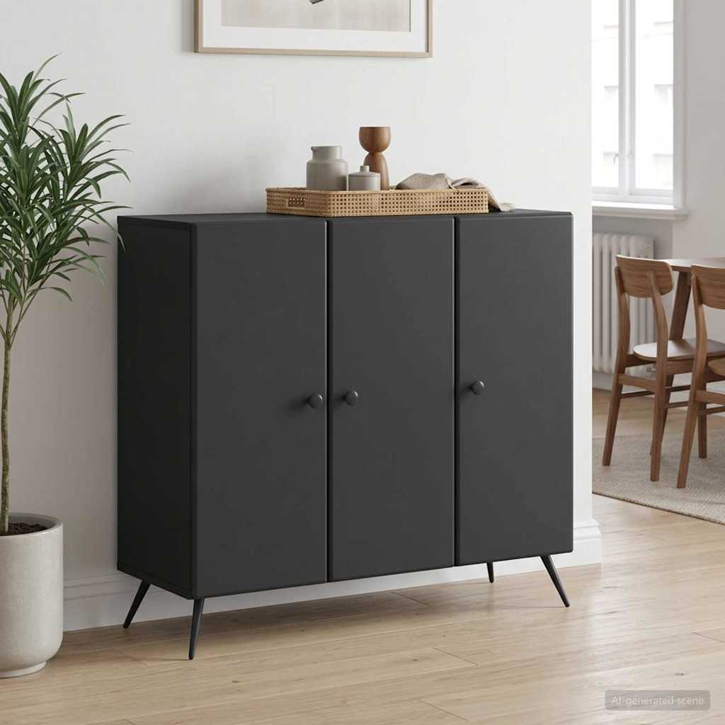 Servírovací Skříň Černá 89 X 34,5 X 80 Cm Kompozitní Dřevo