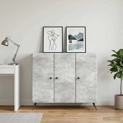Servírovací Skříň Betonově Šedá 89 X 34,5 X 80 Cm