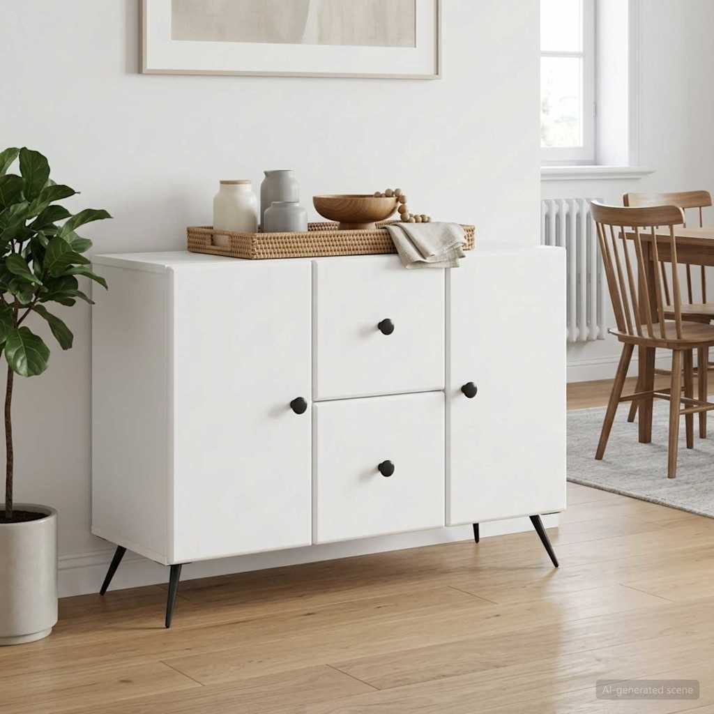 Servírovací Skříň Bílá 89 X 34,5 X 60 Cm Kompozitní Dřevo