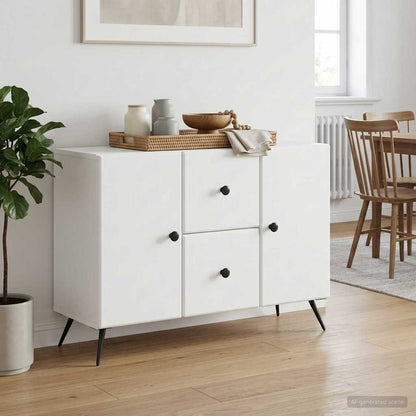 Servírovací Skříň Bílá 89 X 34,5 X 60 Cm Kompozitní Dřevo