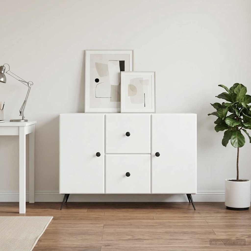 Servírovací Skříň Bílá 89 X 34,5 X 60 Cm Kompozitní Dřevo
