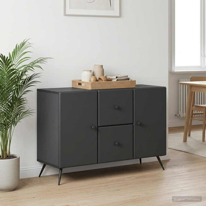 Servírovací Skříň Černá 89 X 34,5 X 60 Cm Kompozitní Dřevo