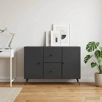 Servírovací Skříň Černá 89 X 34,5 X 60 Cm Kompozitní Dřevo