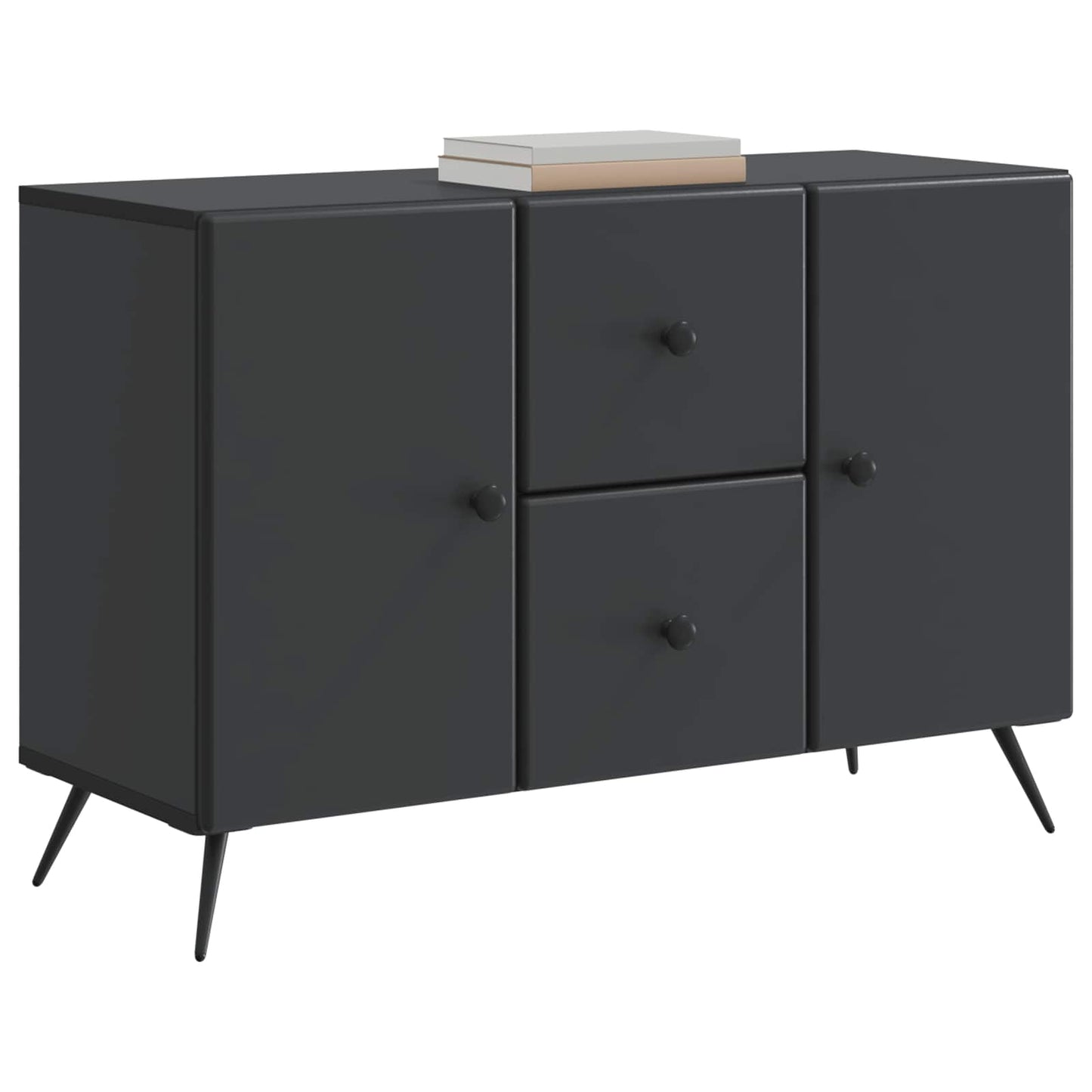 Servírovací Skříň Černá 89 X 34,5 X 60 Cm Kompozitní Dřevo