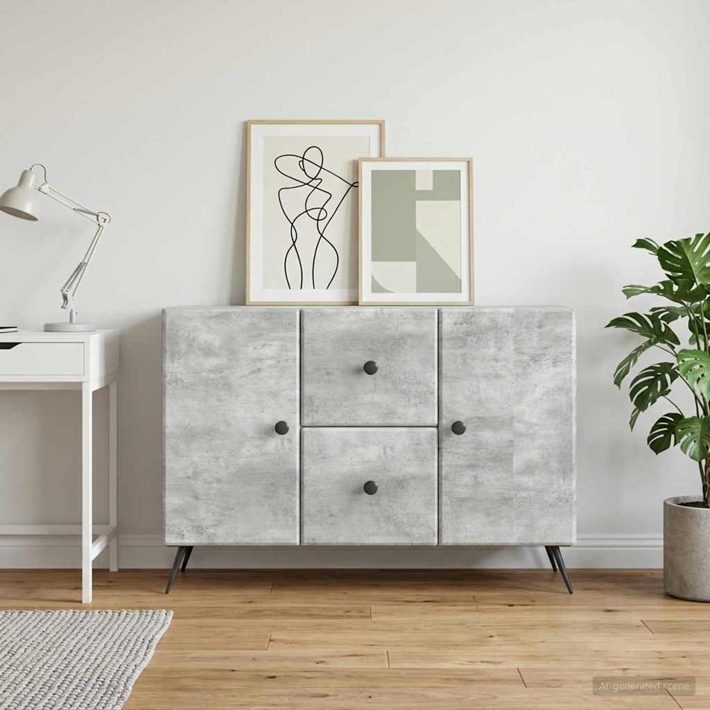 Servírovací Skříň Se Zásuvkou Betonově Šedá 89 X 34,5 X 60 Cm