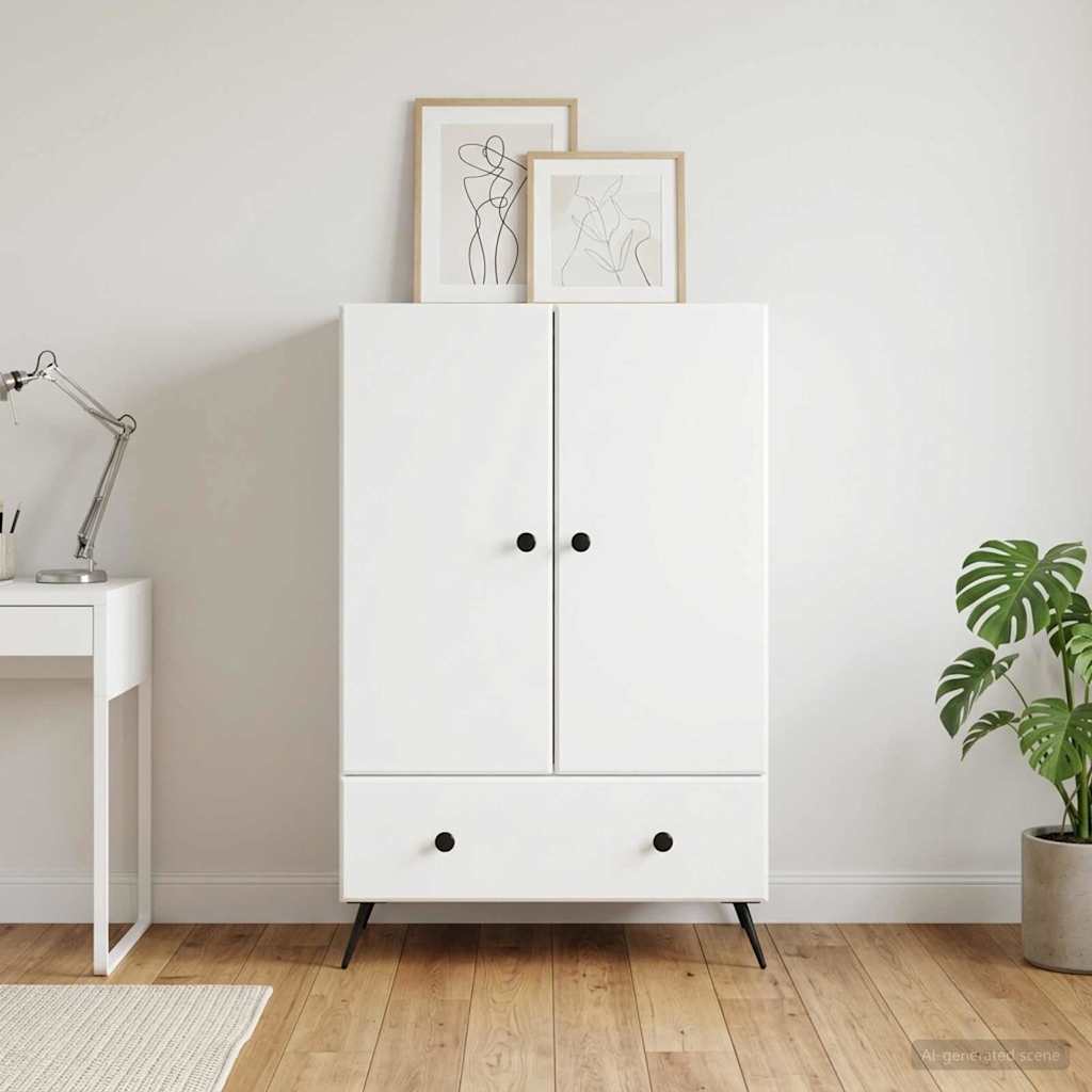 Servírovací Skříň Bílá 66 X 34,5 X 95 Cm Kompozitní Dřevo