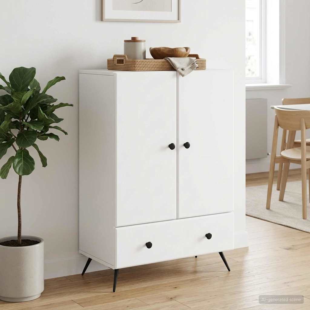 Servírovací Skříň Bílá 66 X 34,5 X 95 Cm Kompozitní Dřevo