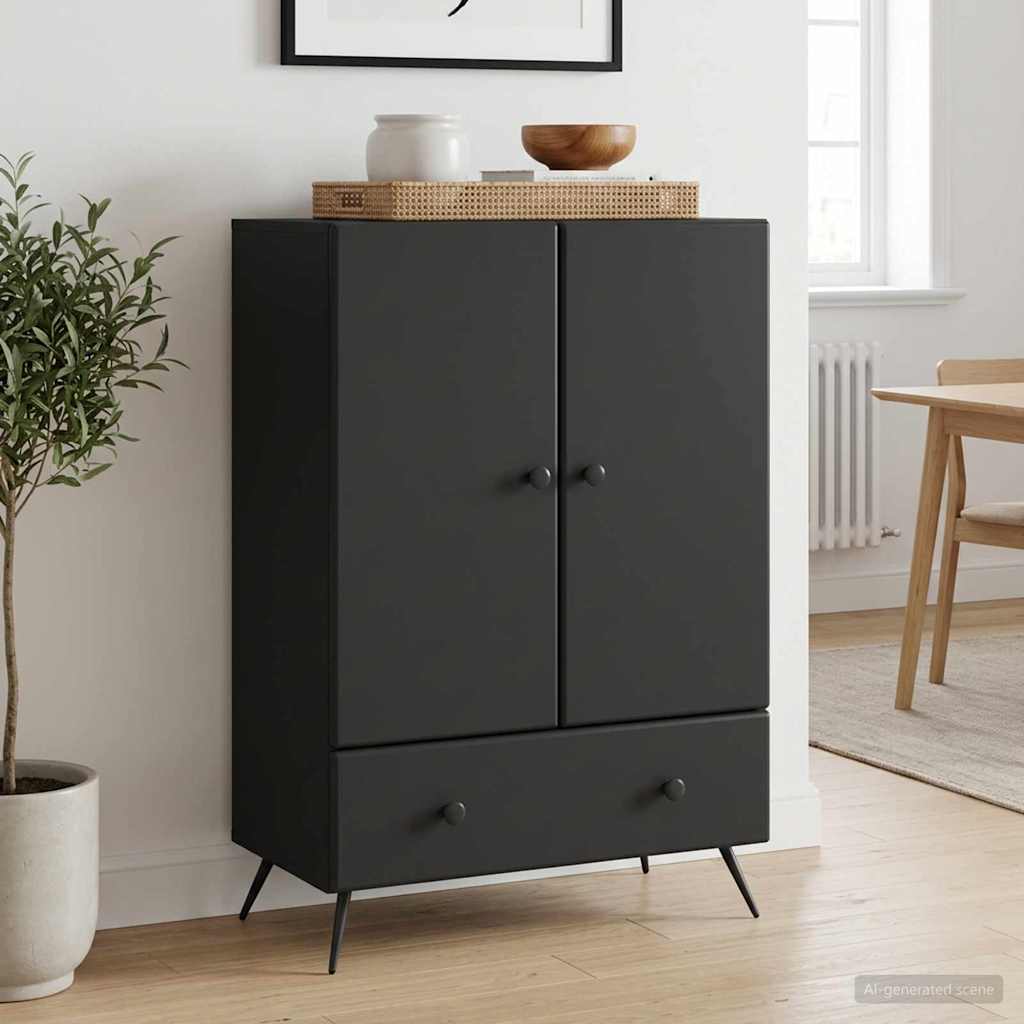 Servírovací Skříň Černá 66 X 34,5 X 95 Cm Kompozitní Dřevo