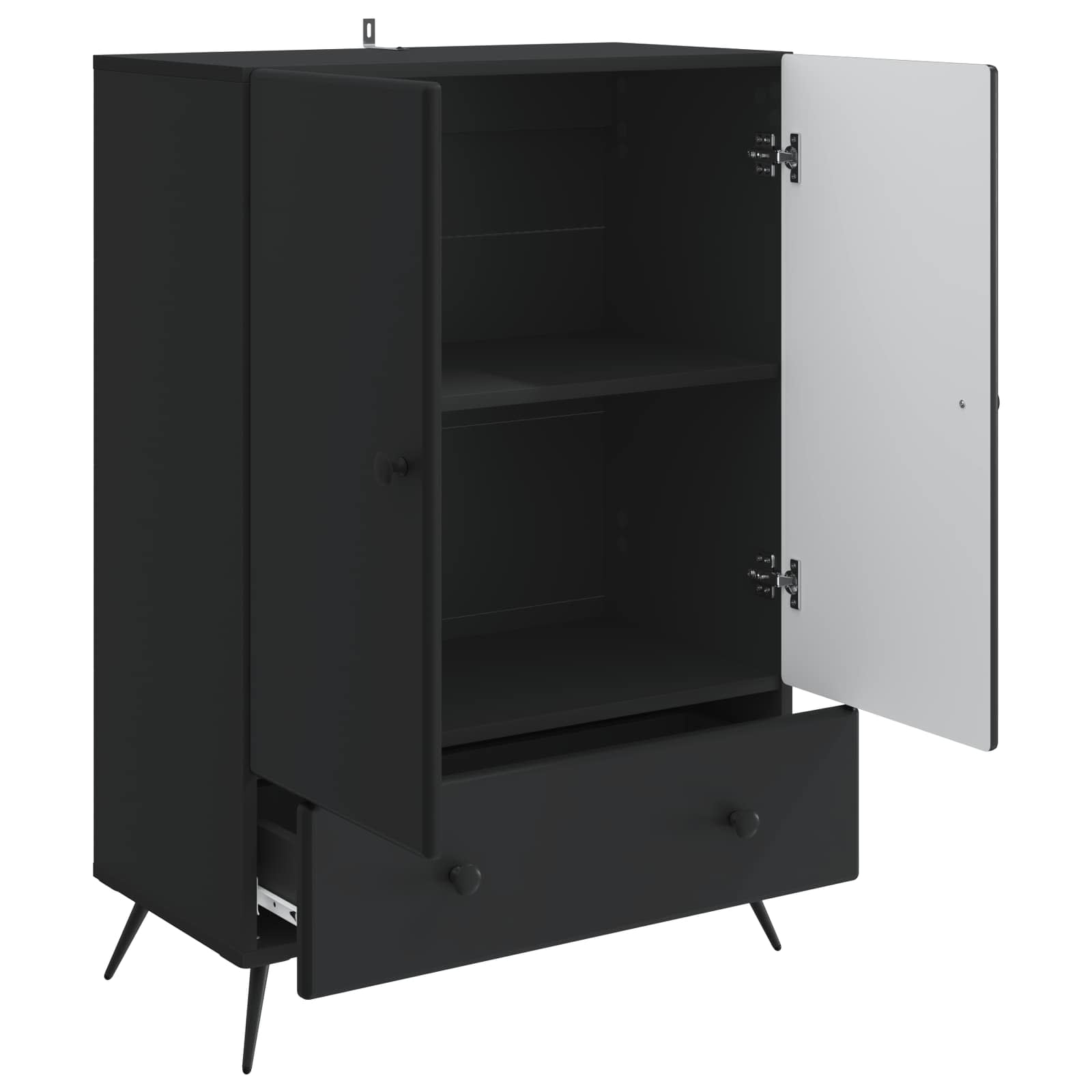 Servírovací Skříň Černá 66 X 34,5 X 95 Cm Kompozitní Dřevo