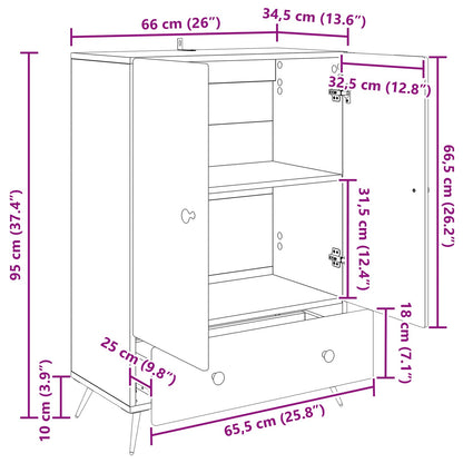 Servírovací Skříň Se Zásuvkou Staré Dřevo 66 X 34,5 X 95 Cm