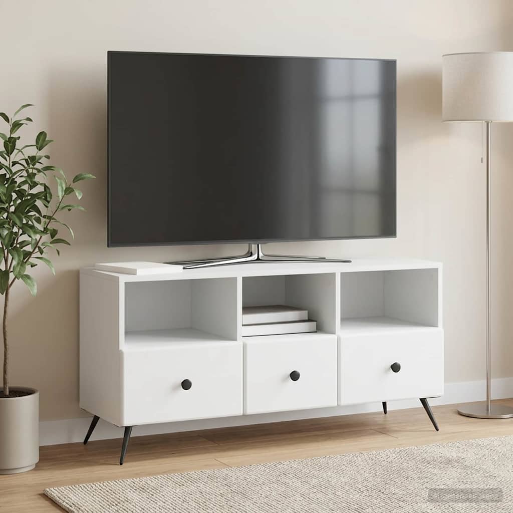 Televizní Skříň Bílá 102 X 34,5 X 50 Cm Kompozitní Dřevo