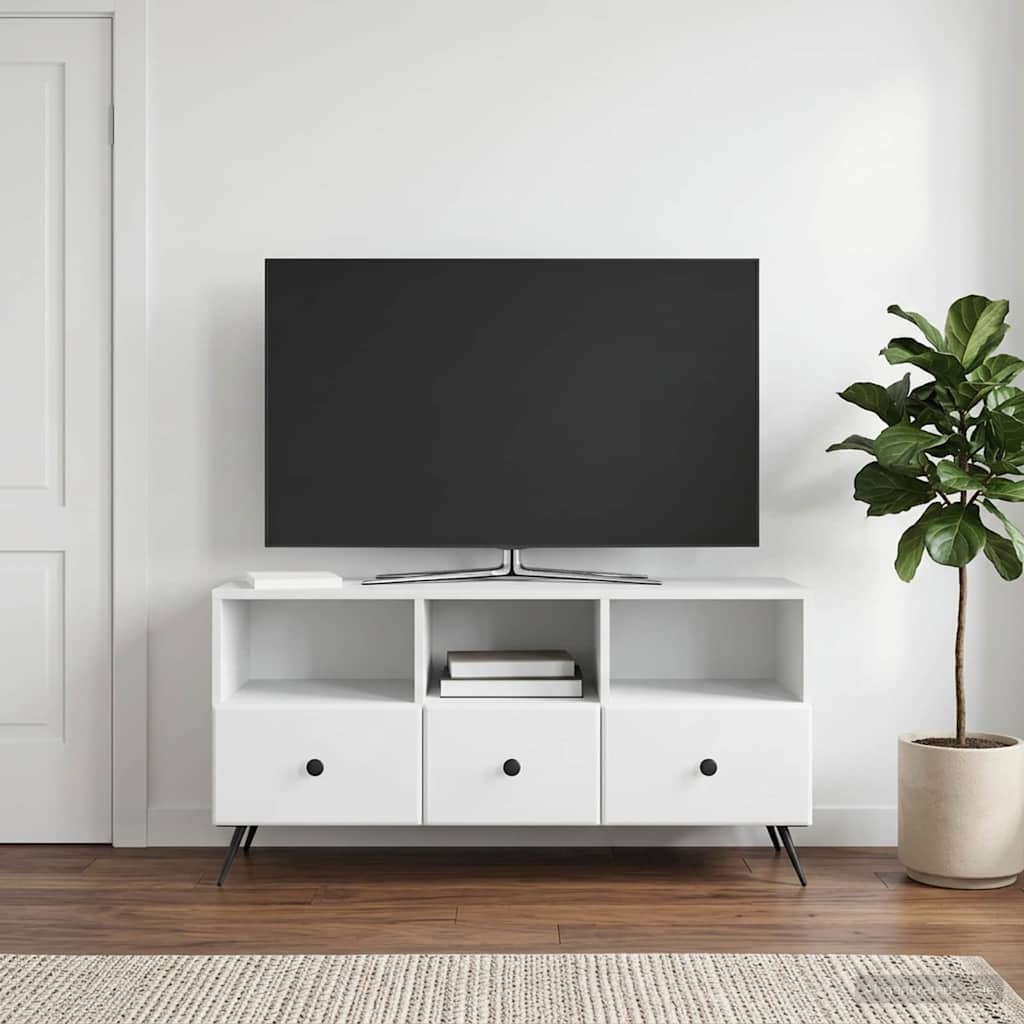 Televizní Skříň Bílá 102 X 34,5 X 50 Cm Kompozitní Dřevo