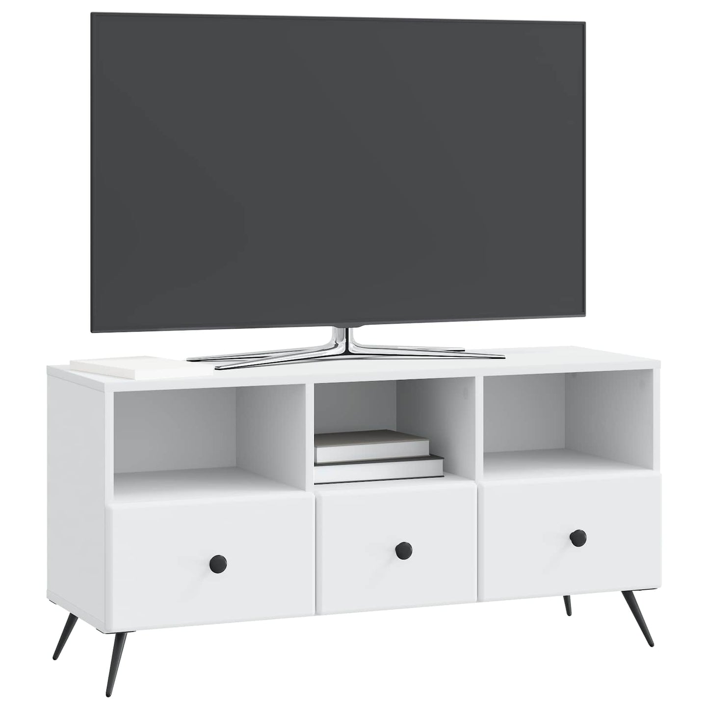 Televizní Skříň Bílá 102 X 34,5 X 50 Cm Kompozitní Dřevo