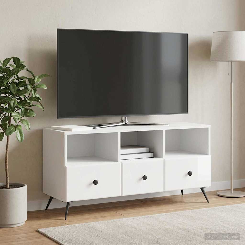 Televizní Skříň Bílá S Vysokým Leskem 102 X 34,5 X 50 Cm