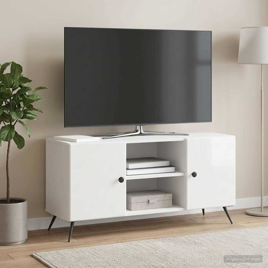 Televizní Skříň Bílá S Vysokým Leskem 102 X 34,5 X 50 Cm